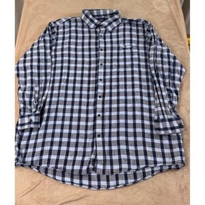 Buttoned Down Shirt Mens size 3XL Linen Cotton Gingham Check Classic Fit EUC